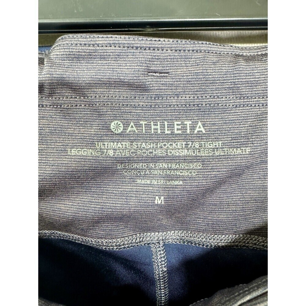 Athleta 7/8 Leggings Womens Medium Ultimate Stash Pocket Heather Blue Pants - Picture 6 of 11